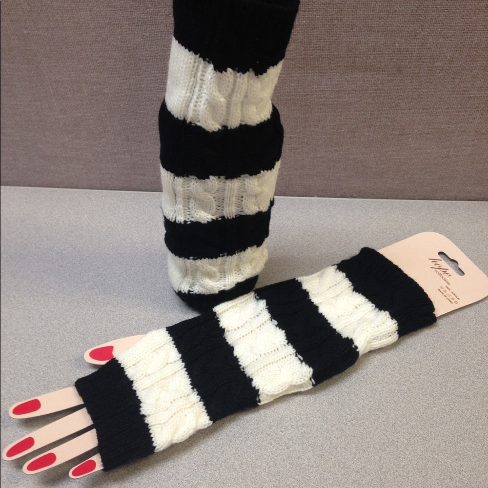 Cozy Fingerless Gloves Black/Off White